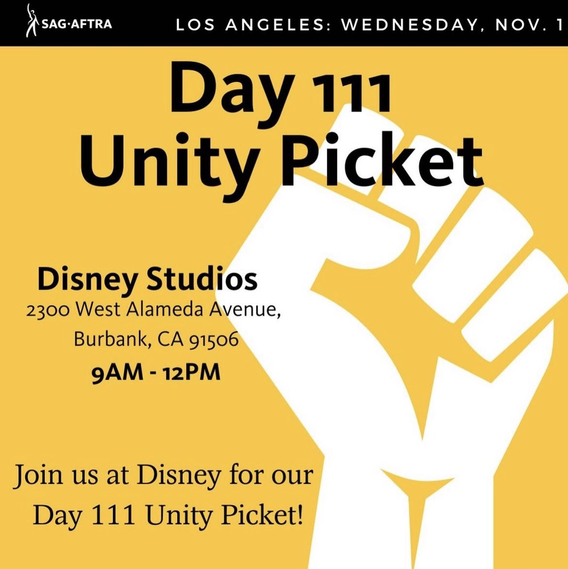 Tomorrow. Day 111. See you at Disney. #UnionStrong💪
