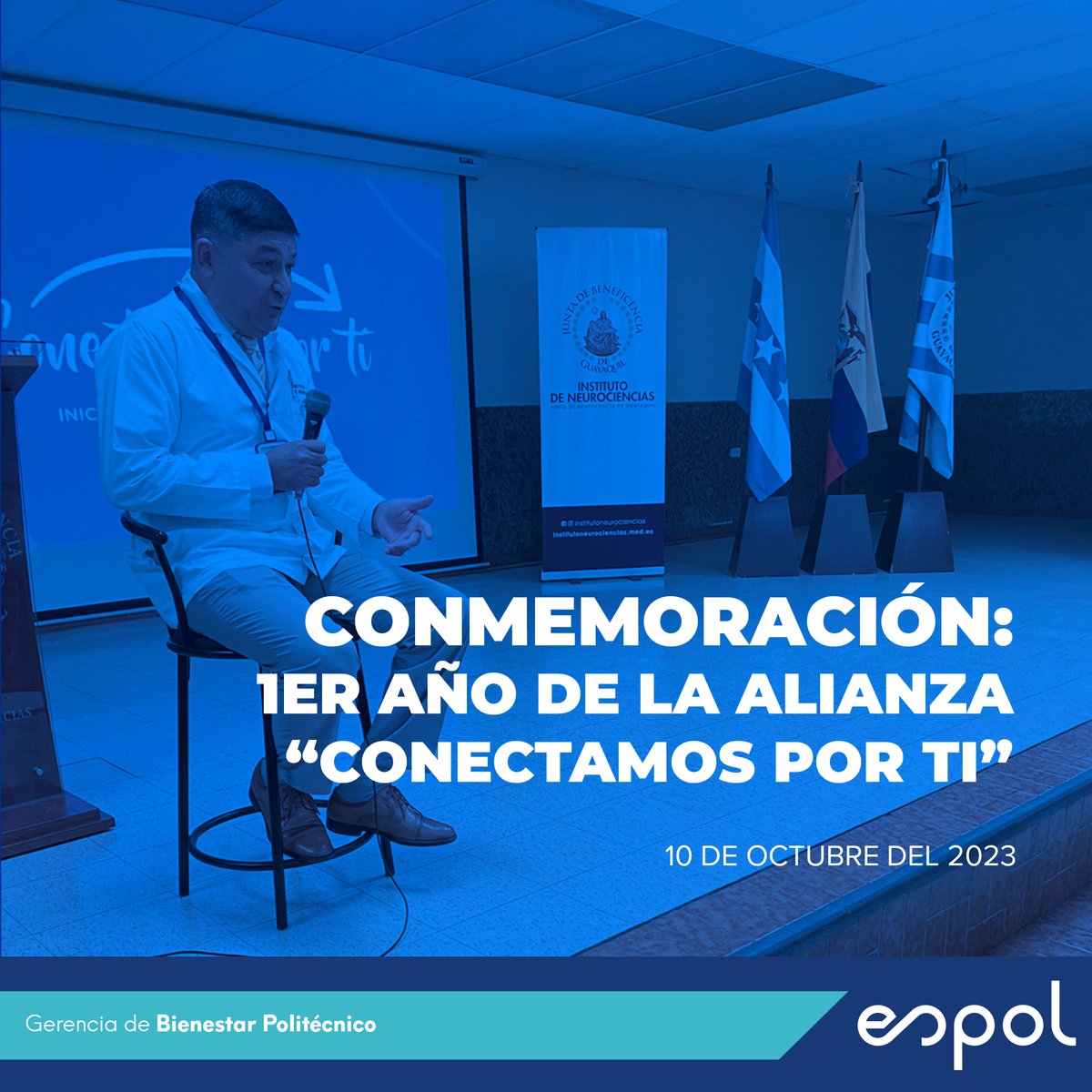 BienestarESPOL's tweet photo. ¡Celebramos 1 año de alianza en el Día Mundial de la Salud Mental! Reunidos en el Auditorio del Instituto de Neurociencias el 10 de octubre de 2023, compartimos proyectos futuros para promover el bienestar de la salud mental en nuestras comunidades educativas. #ODS03 #OD04 https://t.co/pzLz3dSuXA