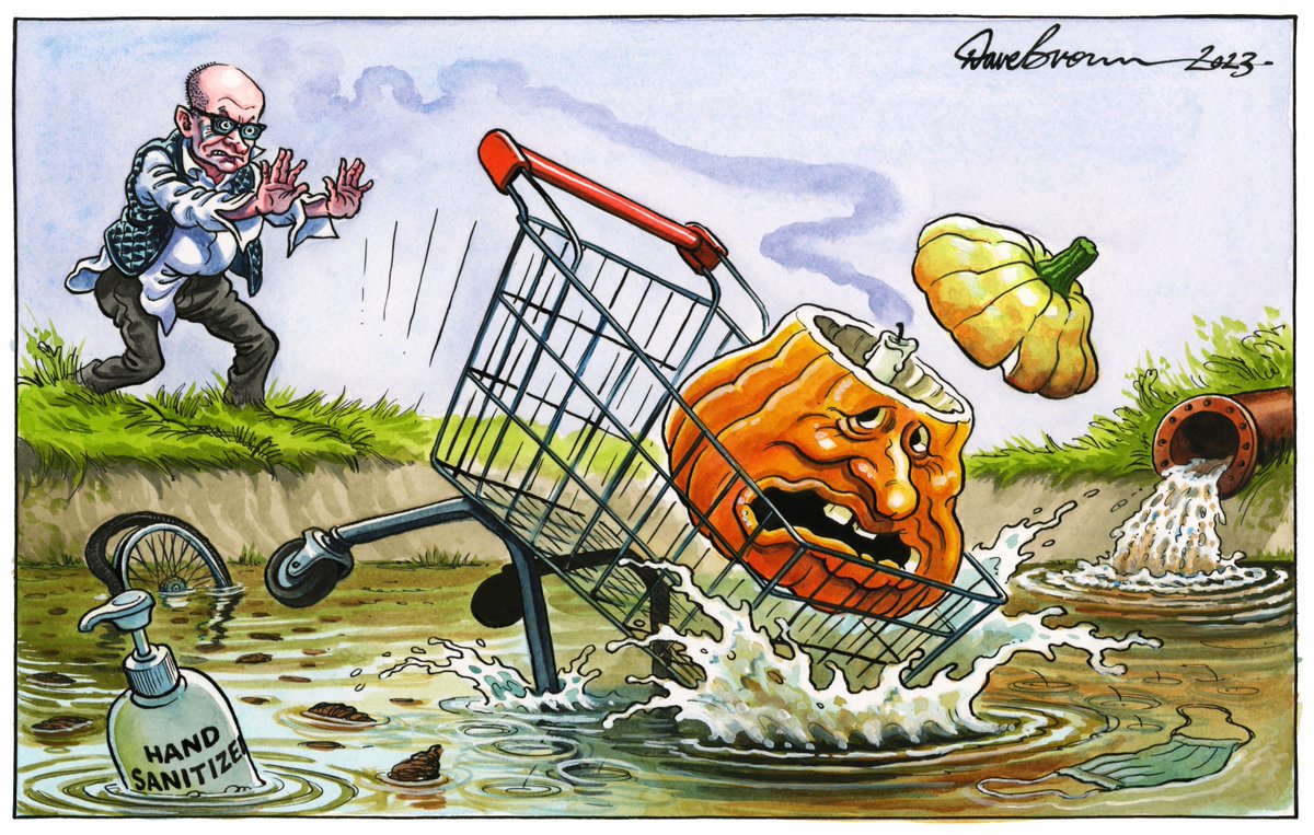 Tomorrow's @Independent cartoon... #DominicCummings #BorisJohnson #CovidInquiryUK  #ShoppingTrolley #Halloween #HerdImmunity #ToriesUnfitToGovern #BorisLiedPeopleDied
