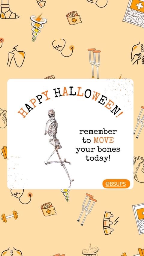 🎃 Happy Halloween from your Physio Society! 🕷️ Wishing you a spooktacular day filled with treats and no tricks! Stay safe and keep those muscles and bones in good shape! 🦴 #PhysioSociety #HappyHalloween #SpooktacularPhysio