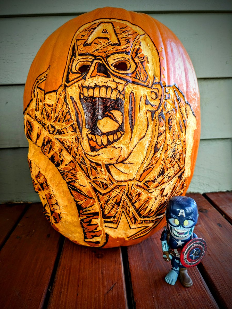 popdrawYT's tweet photo. Happy Halloween!! 🎃 @funko @Marvel #pumpkincarving #Marvel #WhatIf #ZombieCap https://t.co/6yqVmXThxD