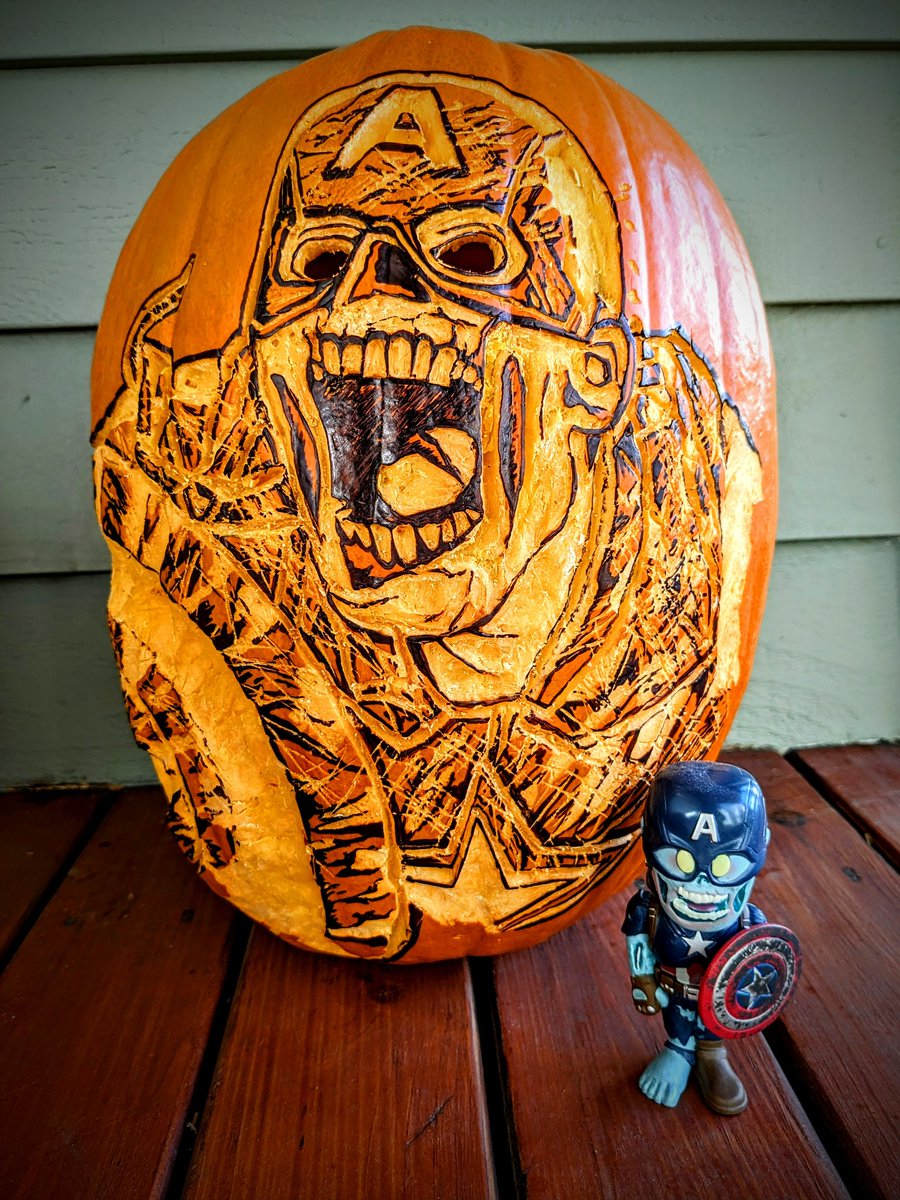 Happy Halloween!! 🎃 @OriginalFunko @Marvel #pumpkincarving #Marvel #WhatIf #ZombieCap