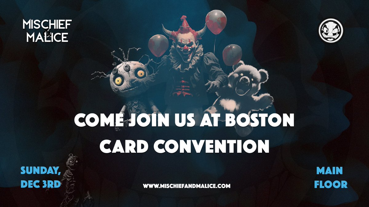 flippincardshow's tweet image. Wicked excited to have @MischiefMalice_ along as the show’s official sponsor on December 3rd! Come learn everything about this incredible TCG launching in 2024 at our show. 

Need tickets? Discounts available for more than one. bostoncardcon.com/tickets/
