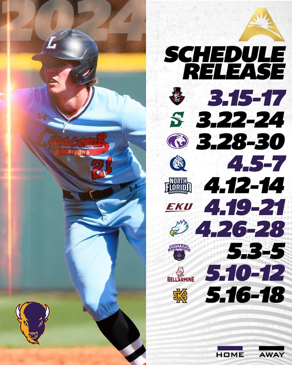 Our defending champion, <a href="/BisonBaseball/">Lipscomb Baseball</a>, is ready for another run at the title‼️ Here's the list of the Bisons' foes 👀🔽

📰 | asunsports.org/news/2023/10/2…

#ASUNBSB ⚾️ | #HornsUp 🤘