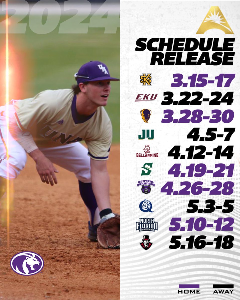 .<a href="/UNABaseball/">North Alabama Baseball</a> will be on the prowl lookin' for league wins in the spring‼️ 👀🔽

📰 | asunsports.org/news/2023/10/2…

#ASUNBSB ⚾️ | #RoarLions 🦁