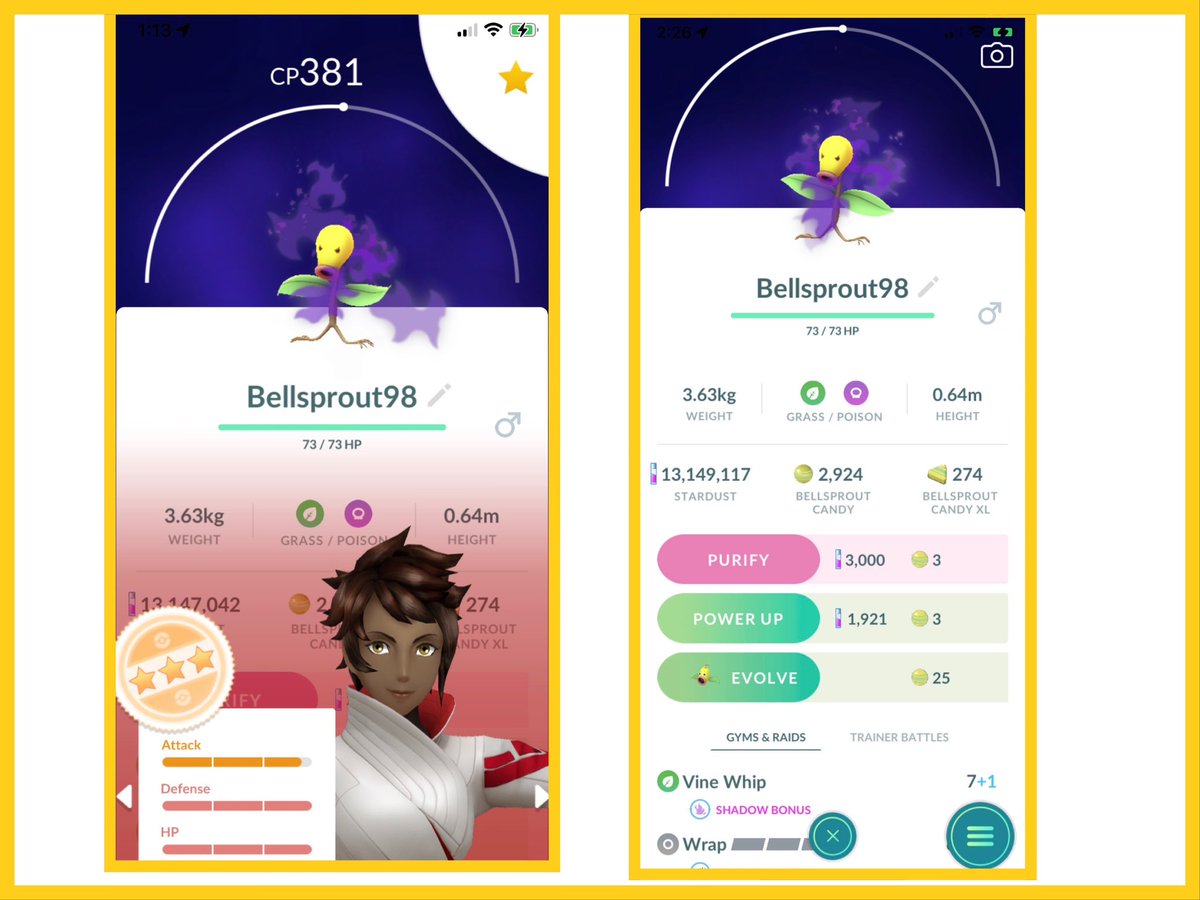 HermesNinja's tweet photo. 💪🥀💪 Nabbed a 98% shadow Bellsprout yesterday 💪🥀💪
Which reminds me ~
‼️ PSA: Don’t forget to TM away frustration before 8:00PM Tuesday night in your time zone! ‼️
#PokemonGO #TeamGORocketTakeOver https://t.co/7dwioblLqO