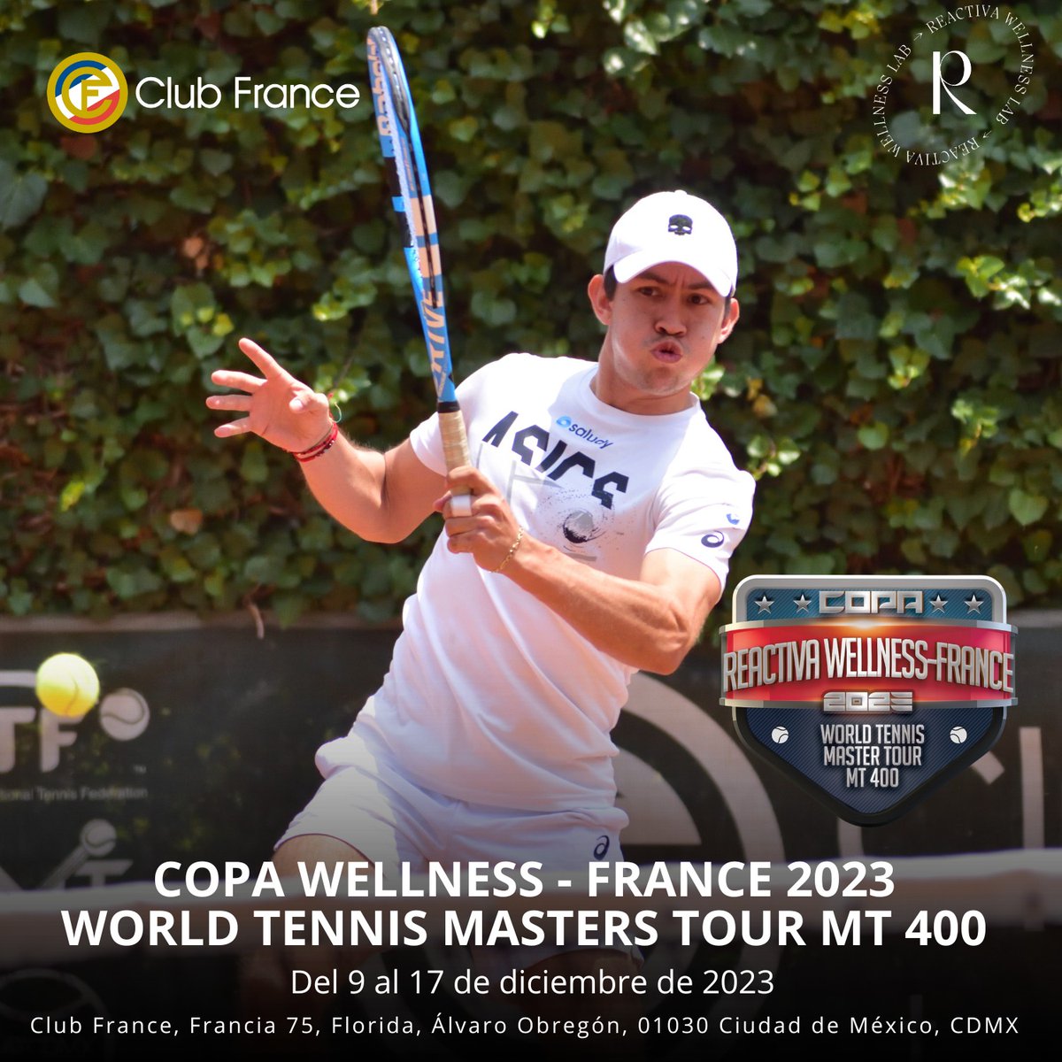 ClubFranceMx's tweet photo. WORLD TENNIS MASTERS TOUR MT 400 con el aval de la Federación Mexicana de Tenis @FMTmex 
Consulta la Convocatoria: https://t.co/lGxOq6pK1n
Mas información: 55 3405 8589 reactivawellnesstour@gmail.com | https://t.co/5PabkpwIVo
CIERRE: 05 Diciembre 03:00 Hora del Centro de México https://t.co/L3v0OCrMFn