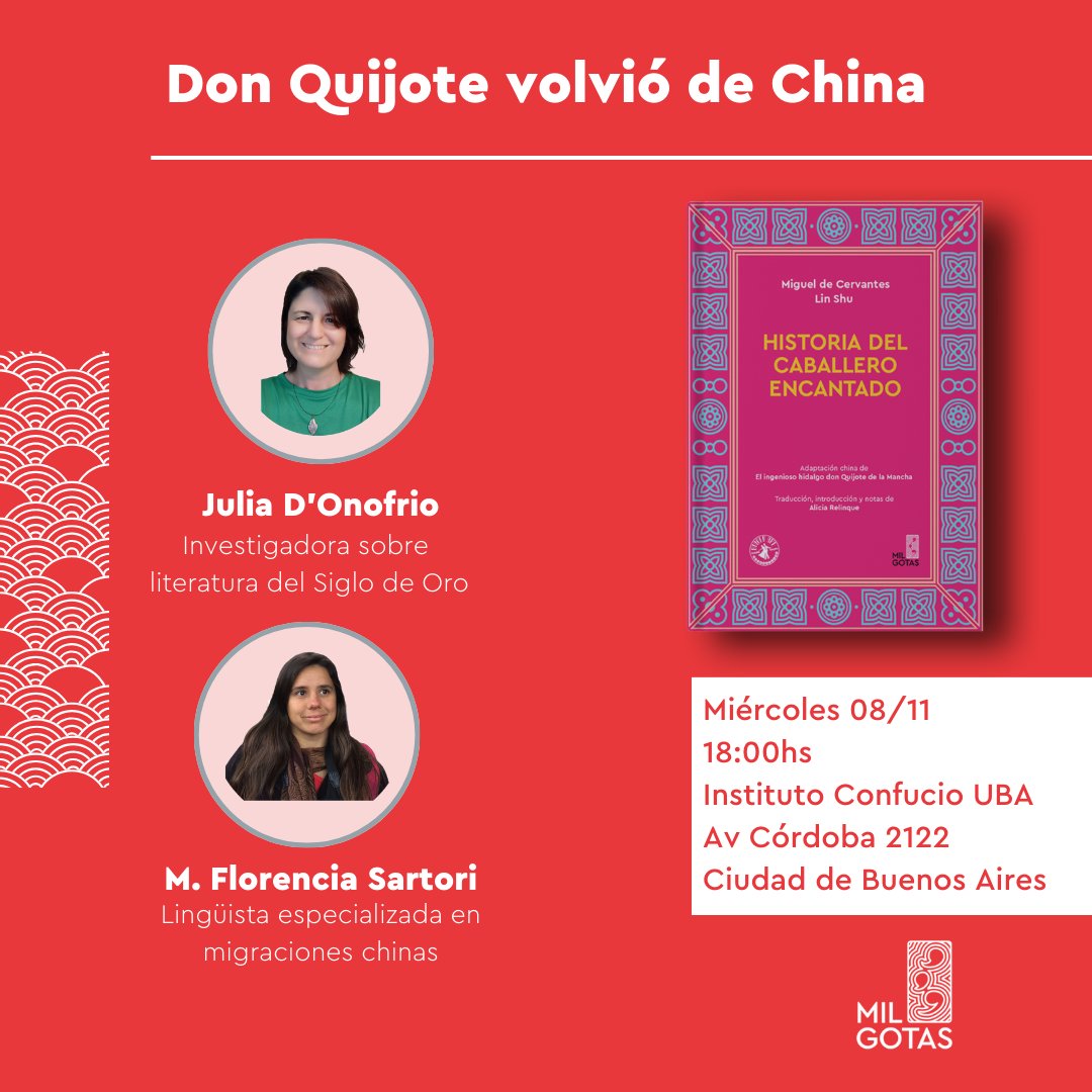 Presentamos Historia del caballero encantado en la Ciudad de Buenos Aires, en el <a href="/UBA_Confucio/">UBA, Confucio</a>. 

Con Julia D'Onofrio <a href="/JotaDO/">Julia D'Onofrio 🟠🎗️🟠</a> y María Florencia Sartori.  

🗓 Miércoles 08/11. 
⌚18:00hs.
🗺 Av Córdoba 2122, Instituto Confucio de la Universidad de Buenos Aires.