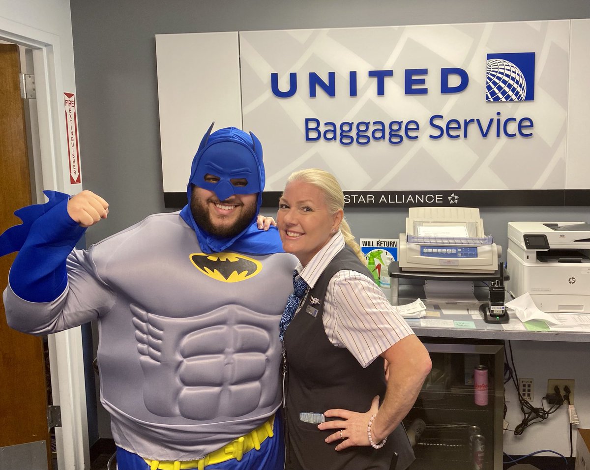 #HappyHalloween2023 from the @United Team at @RSWAirport. Special thanks to Shelly for helping #Batman find his cape! @DJKinzelman @jacquikey @LouFarinaccio @scarnes1978 @weareunited #OurUnitedJourney #GuardianProServices