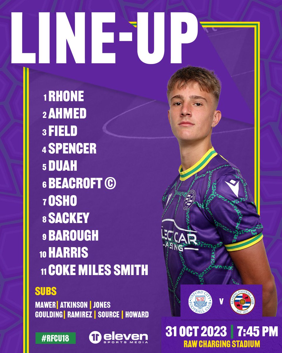 🔢𝐓𝐄𝐀𝐌 𝐍𝐄𝐖𝐒
Here's how your young Royals line up this evening! 👇
#RFCU18 | #ReadingFC