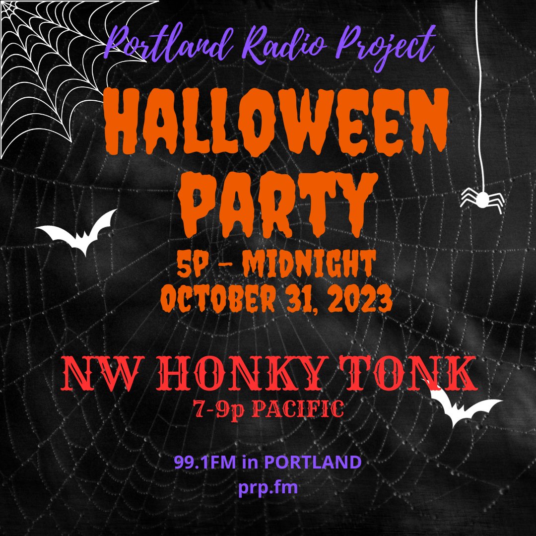 👻👻 It's a spooky celebration tonight on PRP! Join us starting at 5p for Halloween music, stay for the @NWHonkyTonk - the creepy, spooky, and funny country side of the eve starting at 7p -  Spinning tunes from local NW acts: @awinterhalter @amandarichards @maiahwynne+ more!🎃🎃