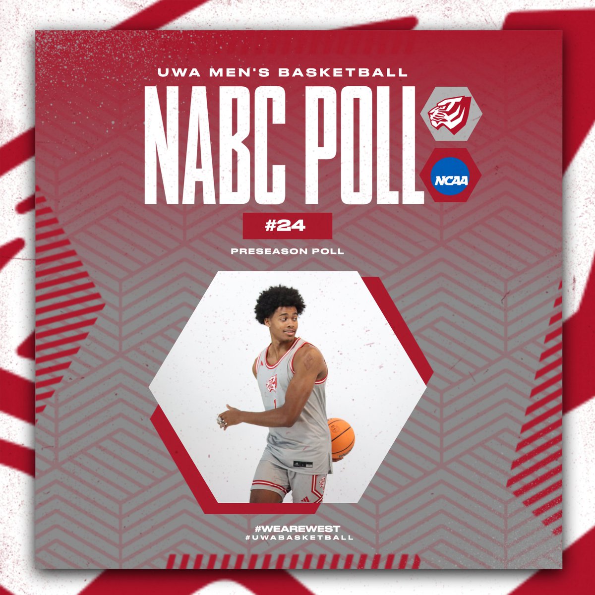 UWAAthletics's tweet image. Men's Basketball has been ranked the #24 team in the country by the National Association of Basketball Coaches Preseason Poll! #WeAreWest #UWAAthletics #UWAMensBasketball