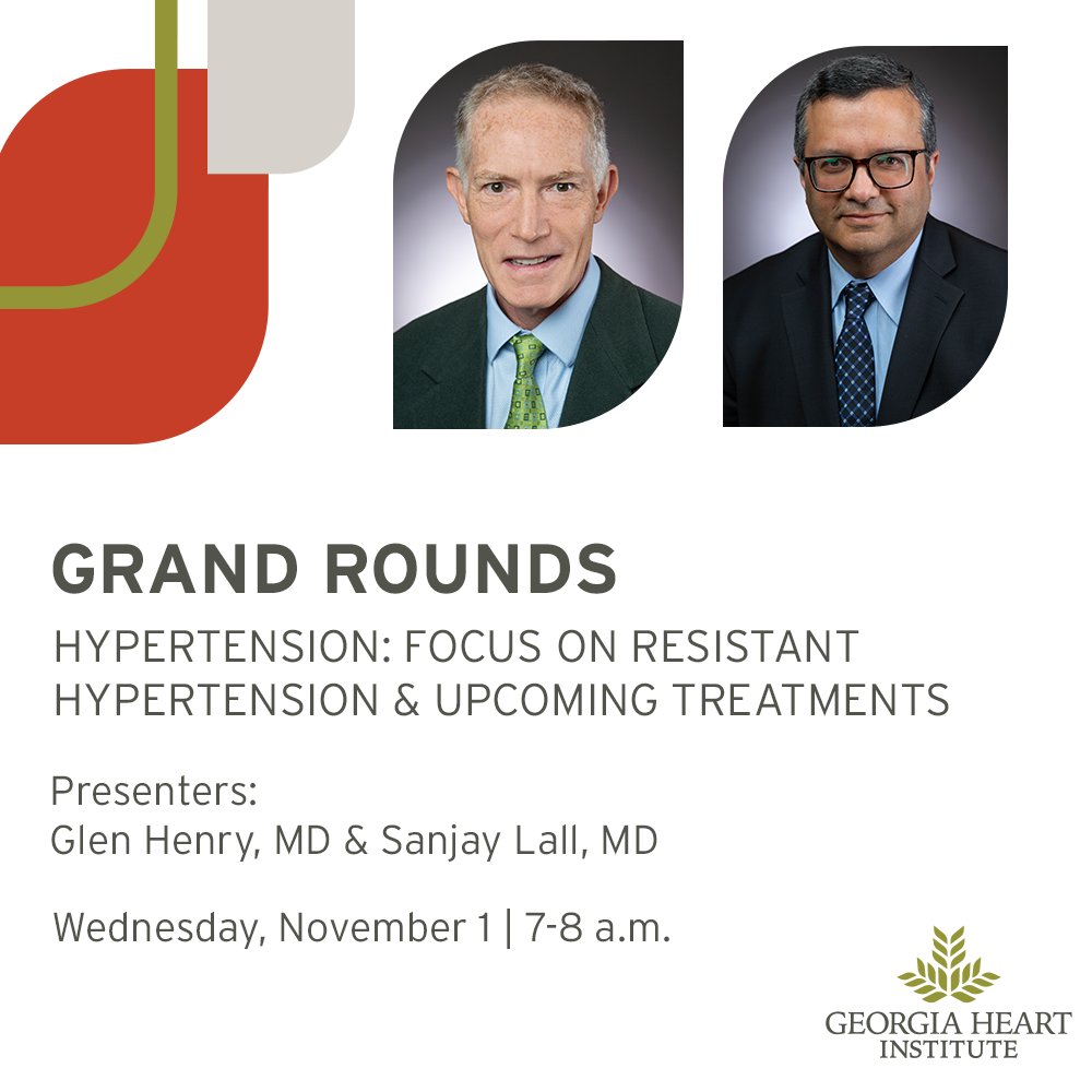 Be sure to tune in TOMORROW, Nov. 1st for our Grand Rounds lecture on Resistant Hypertension with #InterventionalCardiologist Glen Henry & #NonInvasiveCardiologist Sanjay Lall. Click the link to join 👉 bit.ly/47cF0vQ