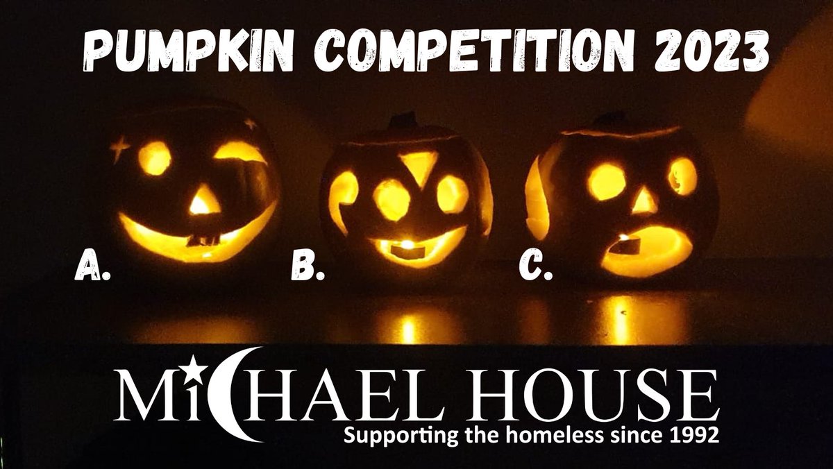 Michael House (@michaelsltd) on Twitter photo You decide!! 🎃Who is going to win the <a href="/michaelsltd/">Michael House</a> 2023 Pumpkin Carving Trophy?🎃
Add you response in the comments - A, B or C
#happyhalloween🎃 #halloween #pumpkin #pumpkincarving #competition #crafternoons #wellbeing #charitytuesday You decide!! 🎃Who is going to win the <a href="/michaelsltd/">Michael House</a> 2023 Pumpkin Carving Trophy?🎃
Add you response in the comments - A, B or C
#happyhalloween🎃 #halloween #pumpkin #pumpkincarving #competition #crafternoons #wellbeing #charitytuesday