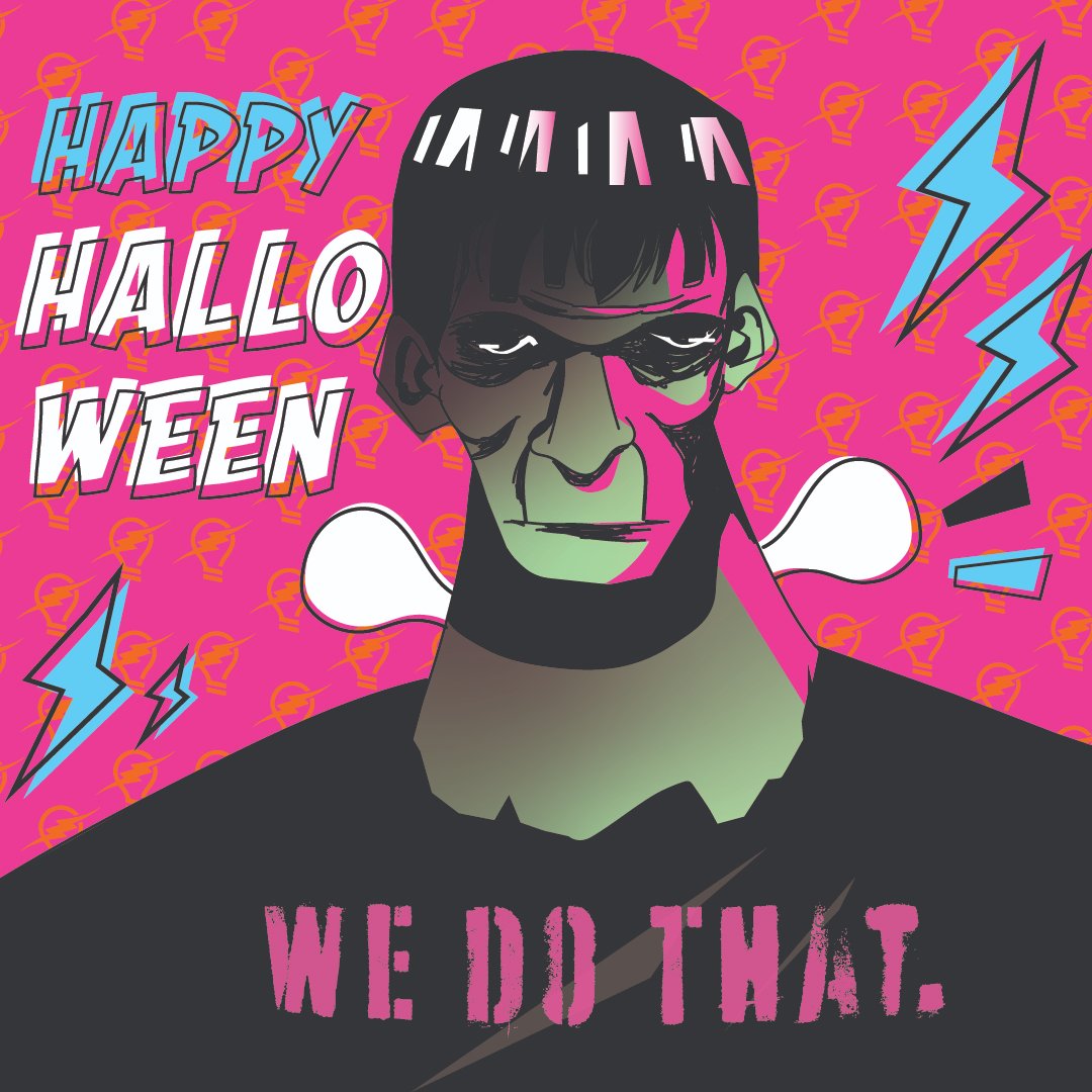insidecurrent's tweet photo. Happy Halloween! We hope everyone has a monstrously good time tonight. 

#Halloween #HappyHalloween #Frankenstein #Agency #Advertising https://t.co/Zj6aoaYlNh