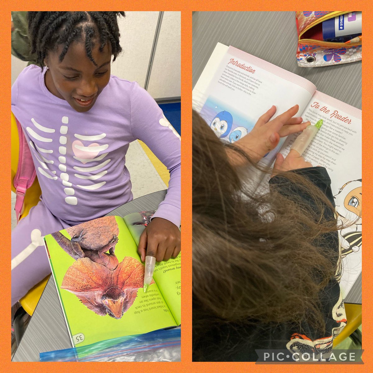 Reading with our witchy fingers! 🧙‍♀️