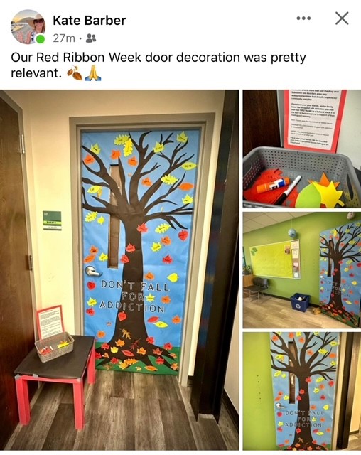 justsaysc's tweet photo. Green Charter Middle School Teacher, Kate Barber's #RedRibbon classroom door display really exemplifies the meaning of #RedRibbonWeek!

#RRWeek23 #RedRibbon #Celebration #Prevention   #JustSaySomethingSC #JustSaySC

https://t.co/0diHSZpqzm https://t.co/kXvCCrBk65