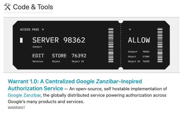 Warrant (@warrant_dev) on Twitter photo Great to see Warrant OSS featured in the 'Code & Tools' section of this week's <a href="/golangweekly/">Golang Weekly</a> newsletter π
We just released v1.0 which is stable and production-ready! Great to see Warrant OSS featured in the 'Code & Tools' section of this week's <a href="/golangweekly/">Golang Weekly</a> newsletter π
We just released v1.0 which is stable and production-ready!