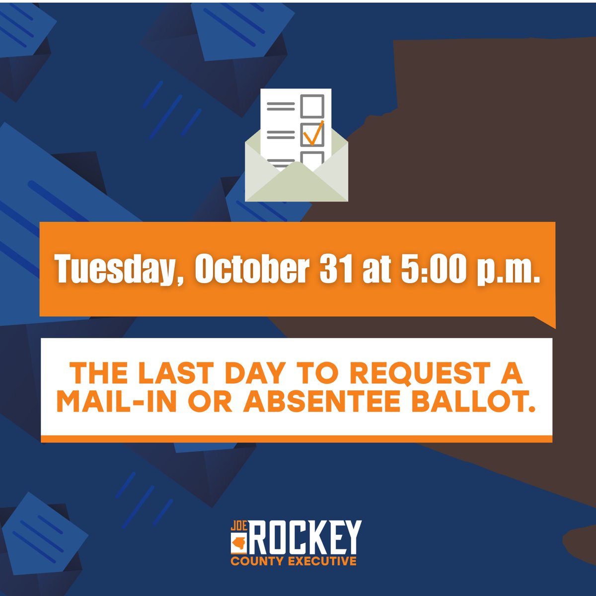 2 HOURS LEFT!

🕔 Request your mail-in ballot before 5:00 p.m. today: rockey2023.com/mail-in

#VoteRockey #FightingForAllOfUs #AlleghenyCounty