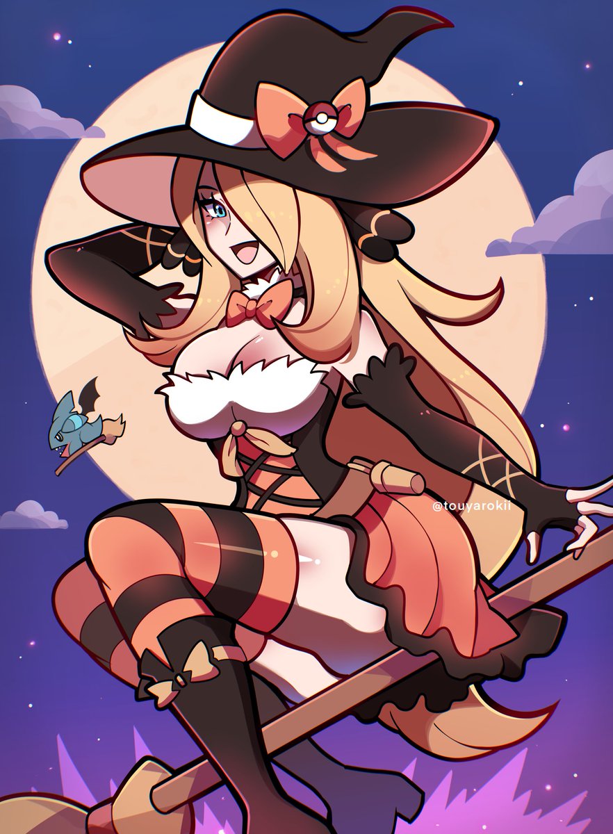 Touyarokii's tweet image. Halloween Cynthia from Pokemon 🎃