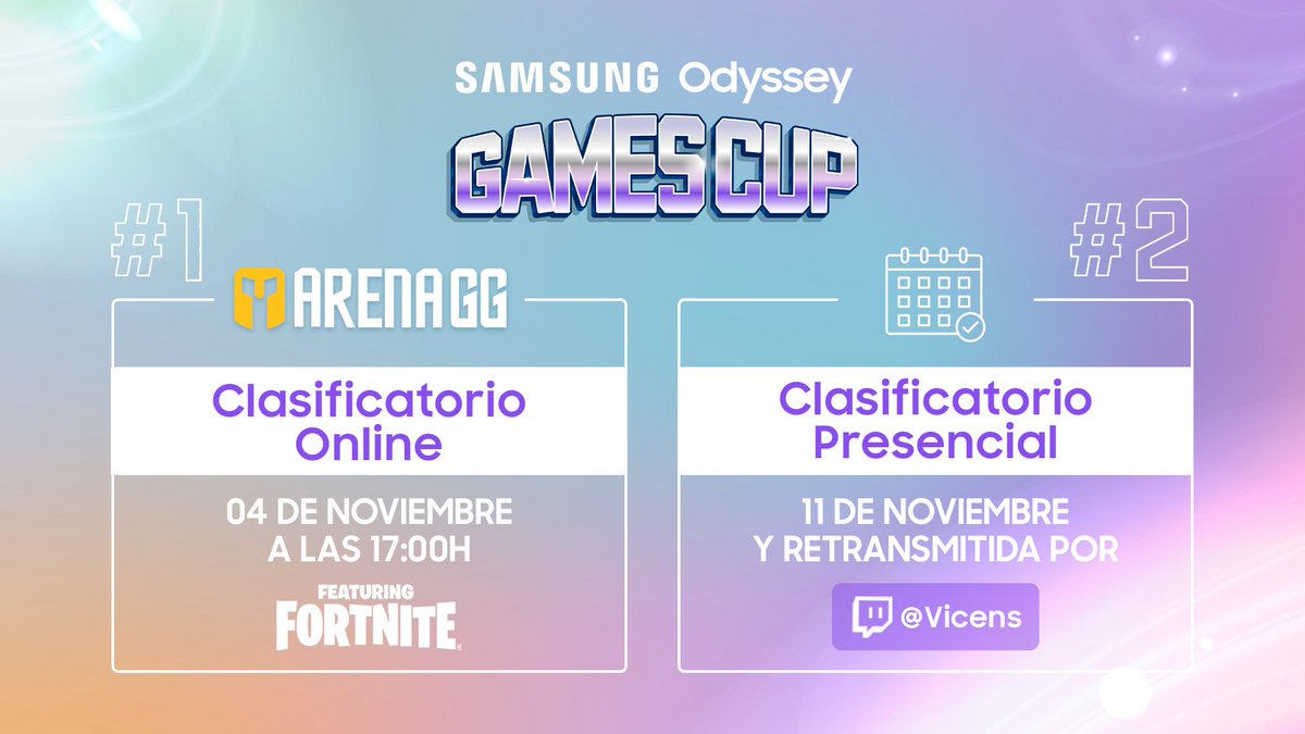 🪐¡Apúntate a la Samsung Odyssey Games Cup!🪐

Juega al clasificatorio online 1vs1 de Fortnite y lucha por ganar un monitor <a href="/SamsungEspana/">Samsung España</a> Odyssey OLED G9 ✨

🗓️04/11 - 17:00🕔
➡️arenagg.com/es/competition…