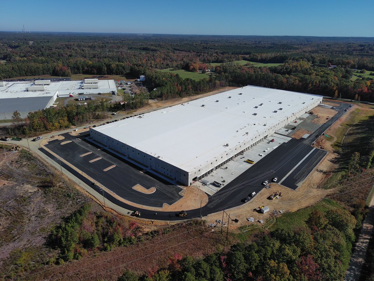 Construction of Polywood’s 500,025 SF plant in Roxboro, NC is nearing completion as bldg is now enclosed & parking lots in.  #Polywood mfgs outdoor furniture made from recycled plastic materials and is a tenant of #Weston.
 
 #commericalrealestate #development #industrialbroker