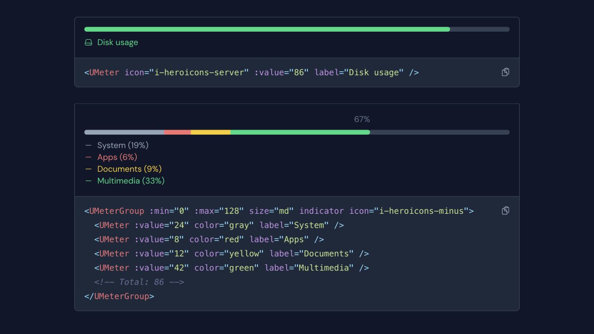 nuxt_js's tweet image. Nuxt UI 2.10 is out with new components✨
· Divider
· Progress
· Meter & MeterGroup
· RadioGroup
As well as many improvements and bug fixes 👌
With the help of 10 new contributors 🤍
ui.nuxt.com
