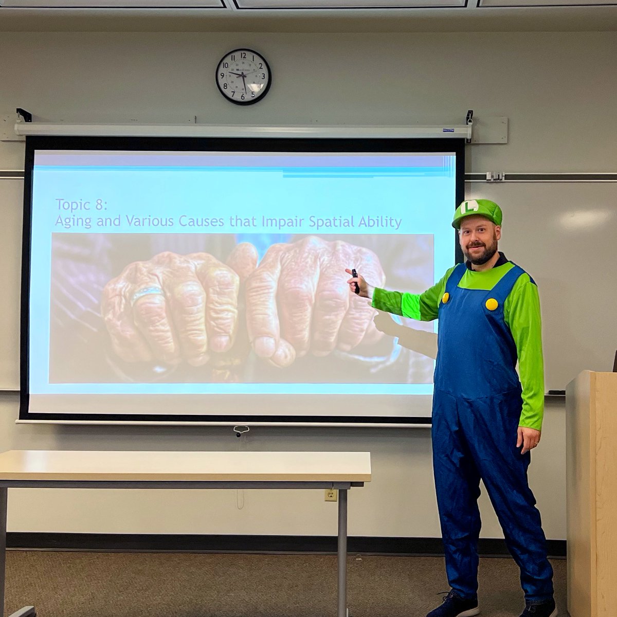 Superstar lecture.  Like a bro. #Halloween  <a href="/MacEwanU/">MacEwan University</a> #MarioBros