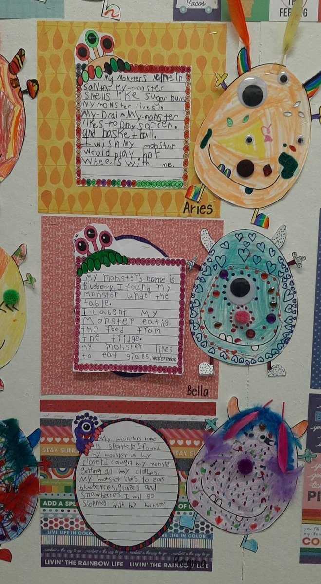 MissB_Polson's tweet photo. Our mobster creations and monster writing in Grade 2/3 were a success! @PolsonPark_LDSB https://t.co/7iJgL8dd9x