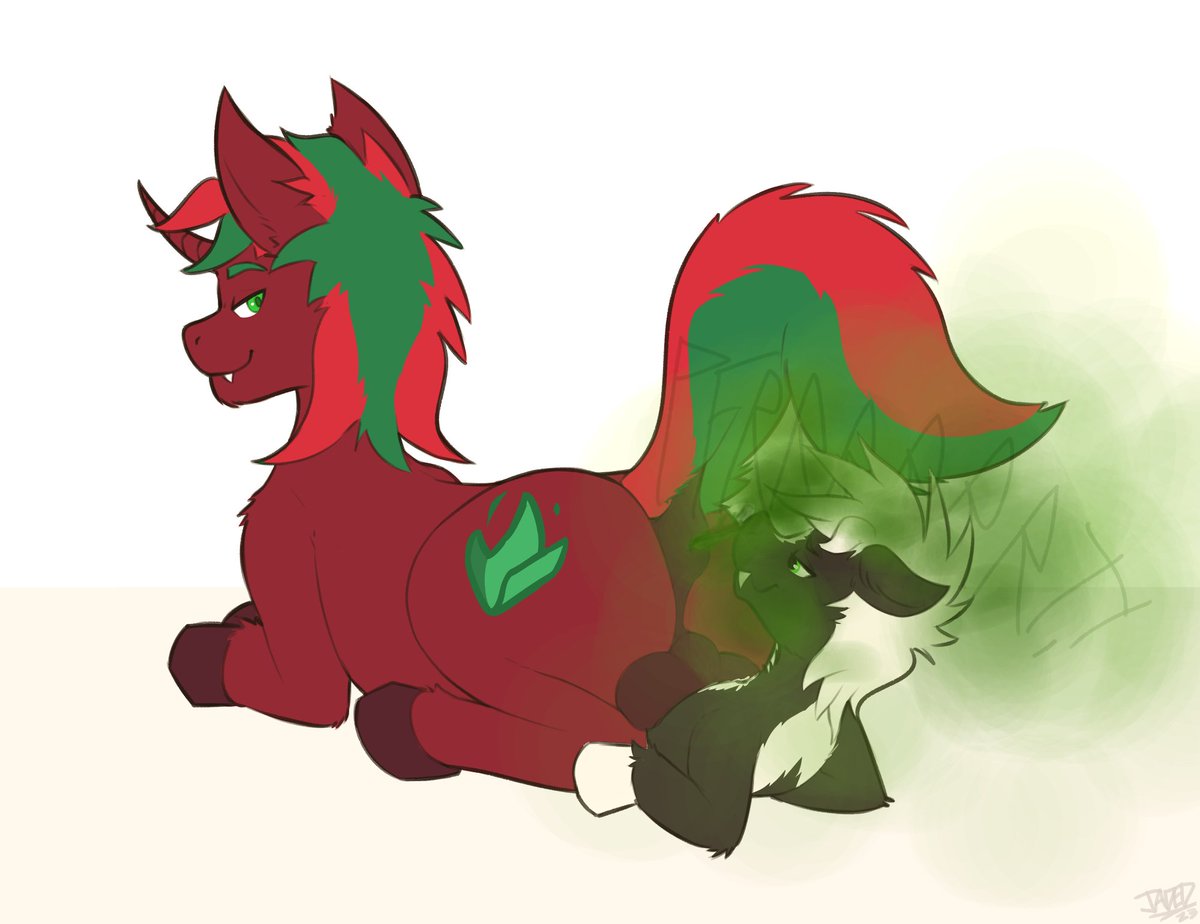 (warning! Contains Braps!!)
Reeko and his good friend and fellow coworker Ambrosia Firehoof Sharing Gut Gusts. (Ambro is sooo big!)
Artist is <a href="/That_Jaded/">Jaded</a> !!  Thanks a bunch!!!