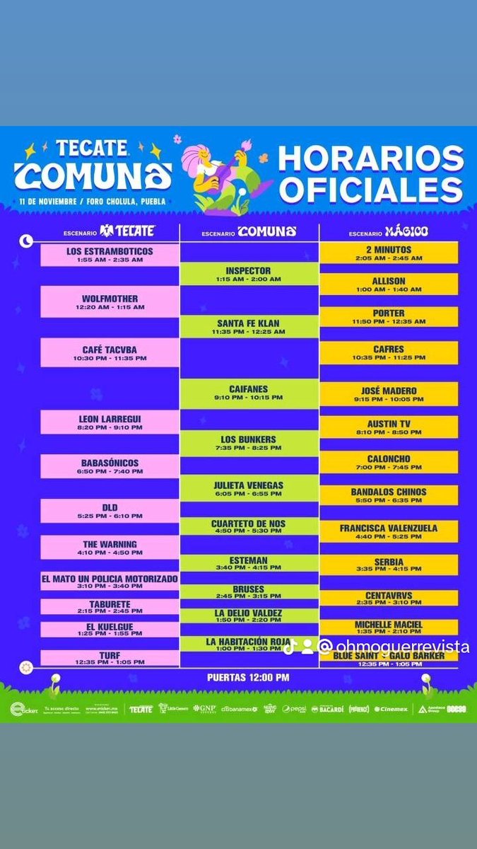 Horarios Oficiales #TecateComuna 🕺🏻  🎫 Últimos Boletos para agotar en su totalidad → bit.ly/TecateComuna23