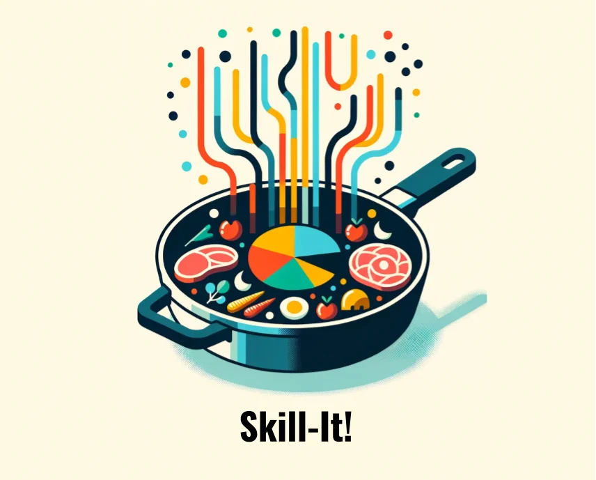 Logo of a skillet with ingredients resembling data. Beneath the skillet are the words, "Skill-It!" 