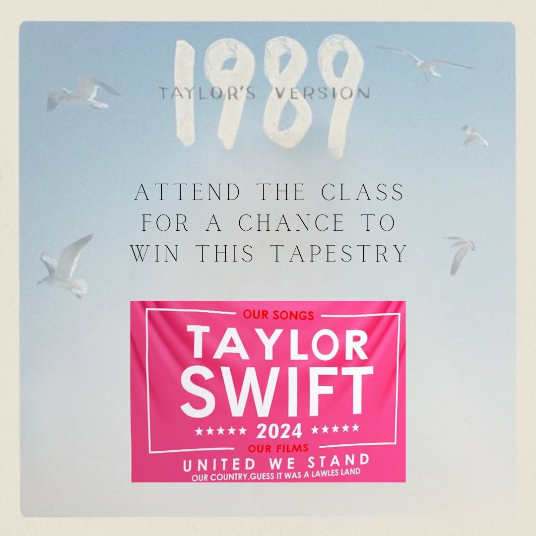 Join Instructor Anna for her 1989 Taylor's Version themed Total Body Tone Class. Attend the class for a chance to win a Taylor Swift tapestry!