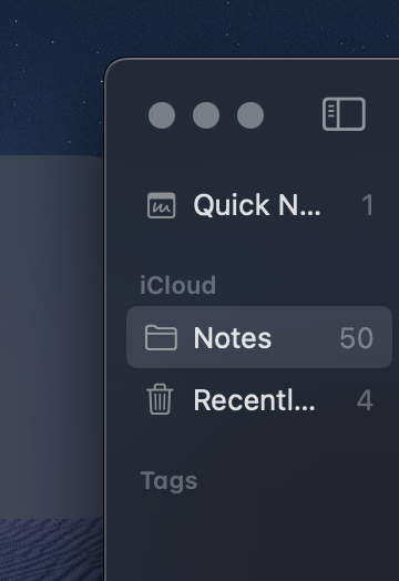 0xAbhilash's tweet image. On Sonoma, this sidebar on the notes app is always visible on every open. Is there a way to keep it hidden forever? #AppleNotes