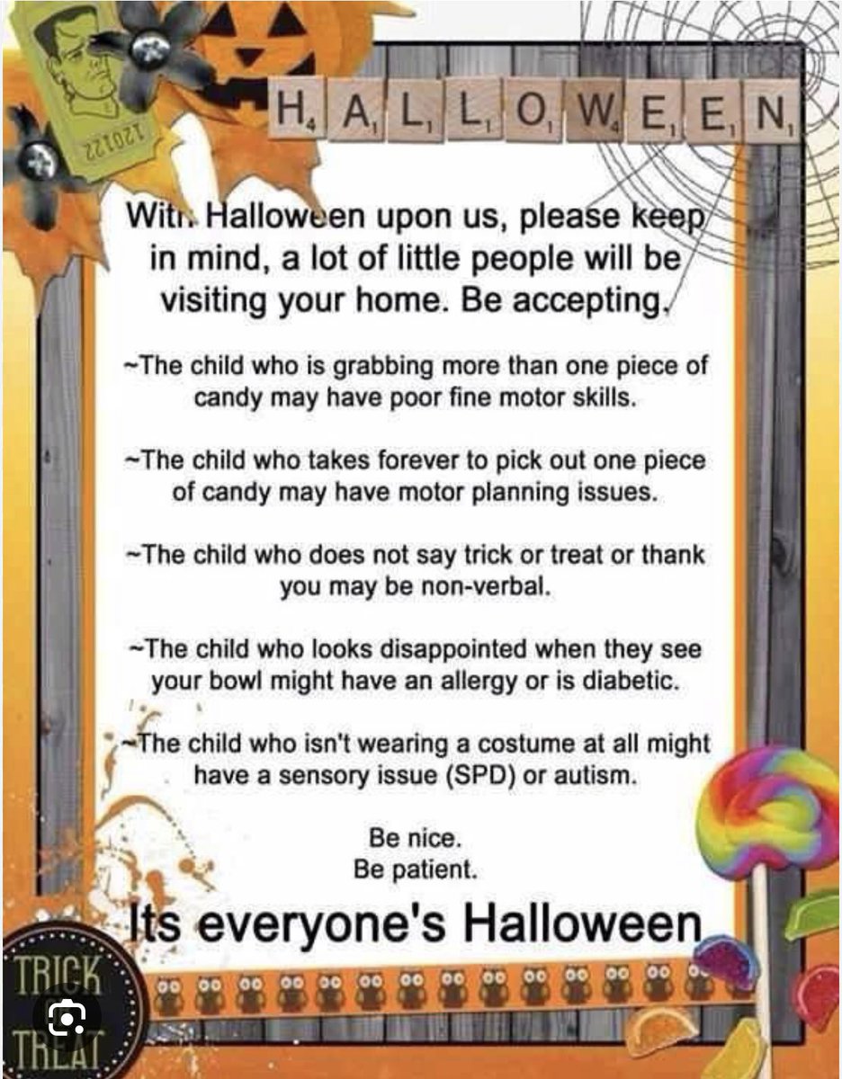 A reminder this Halloween. And also, don’t shame the older kids for trick or treating. They could be egging or toilet papering your house instead. Don’t begrudge them a little candy bar