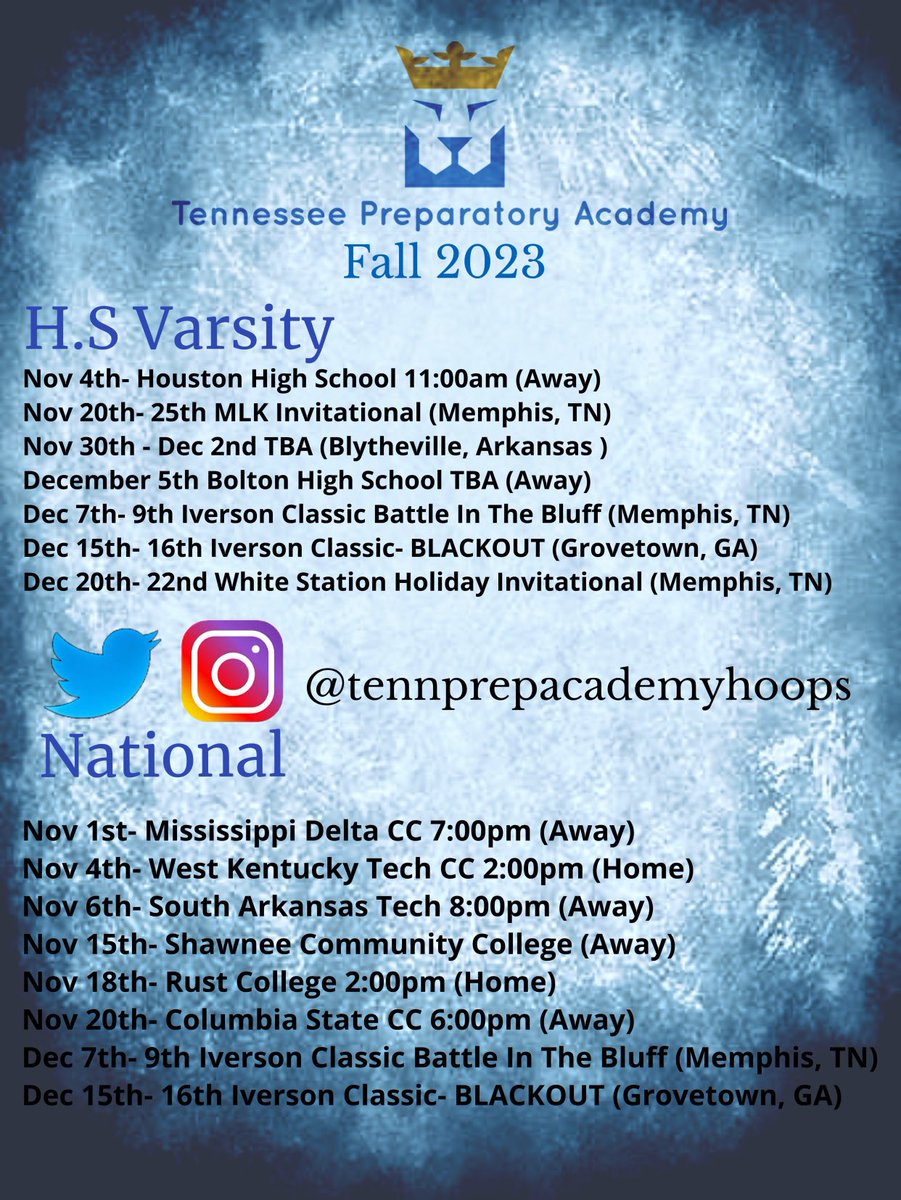 tennprepacademy's tweet photo. Official Fall 2023 Schedule
@coachrayford @coldla23 @dceobratton #PayAttention #Details https://t.co/0VuIHxwq3z