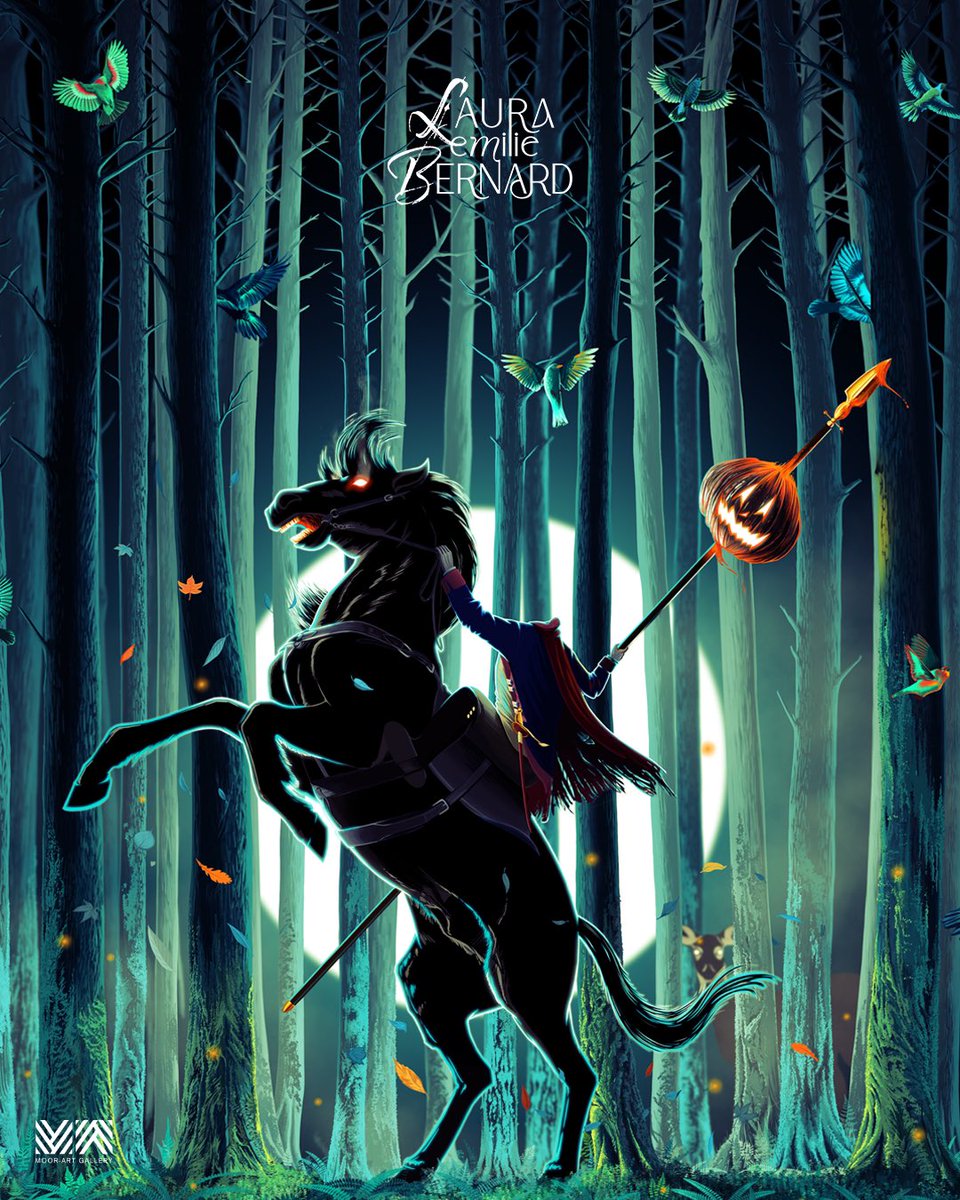 I’m very proud to release today my *first* official painting
🗡️ The Legend of Sleepy Hollow🗡️for @themoorartgallery, 
carefully crafted for their literature collection 📖 

Happy Halloween 🎃🖤