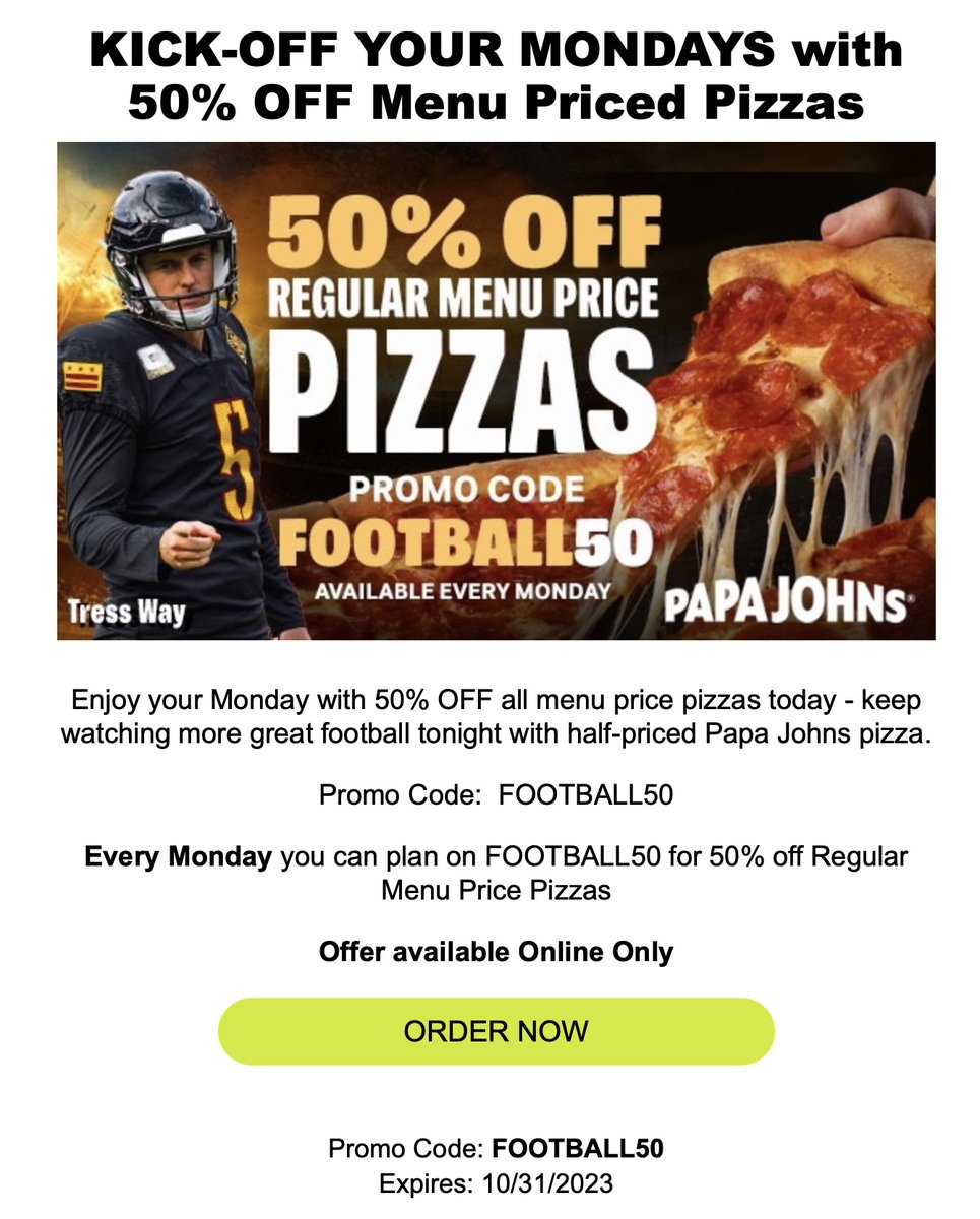 MichaelWeisel's tweet image. @PapaJohns Didn&apos;t give me any treats this Halloween.  Tried to use the email coupon code I got yesterday with an expiration date of 10/31 (clearly at the bottom) and it didn&apos;t work.  Chatted with support &amp;amp; got a phone call basically saying sorry you&apos;re SOL. #badcustomersupport