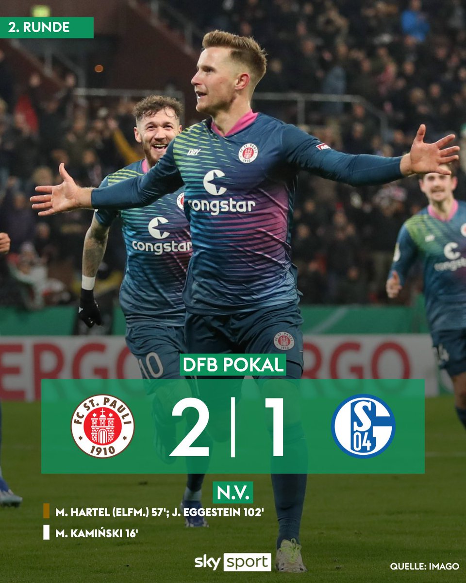 SkySportDE's tweet photo. Nach 90 Minuten gibt es zwischen St. Pauli und dem FC Schalke 04 keinen Sieger! In der Verlängerung trifft Eggestein entscheidend für die Kiezkicker – St. Pauli im Achtelfinale. 🚨
#SkyPokal #DFBPokal #STPS04 https://t.co/9WhHwq0Sbs