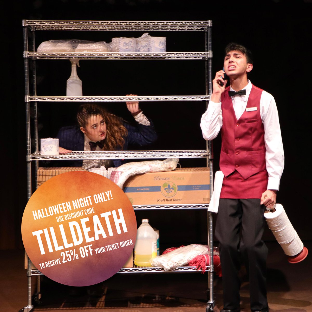 This Halloween it’s all treat from University Theatre! Tonight ONLY use discount code ‘TILLDEATH’ to receive 25% off your entire ticket order. This offer is only valid for the October 31st performance of “At the Wedding.”

🎟️: bit.ly/UniversityThea…