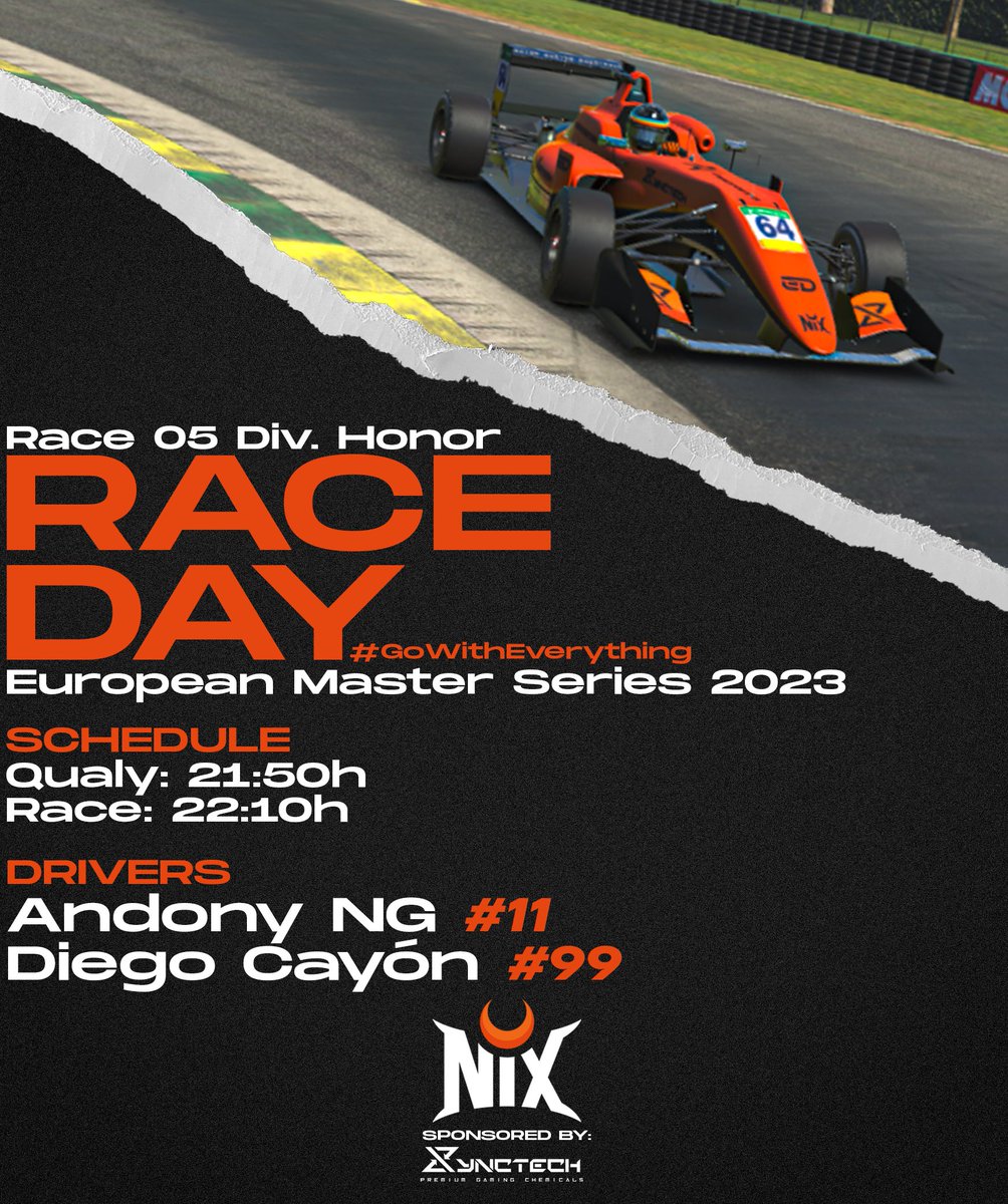 nixesports_es's tweet image. HOY TENEMOS UN  𝗣 𝗟 𝗔 𝗡 𝗔 𝗭 𝗢 PARA LA NOCHE DE HALLOWEEN 🎃

Nos vamos hasta el mítico circuito de Gilles Villeneuve en la @EMS_iRacing con el F3

Tendremos representando al equipo👀⬇️

🟠#11 @elevenloco 
🟠#99 @diegocayon99

#GoWithEverything🧡🖤