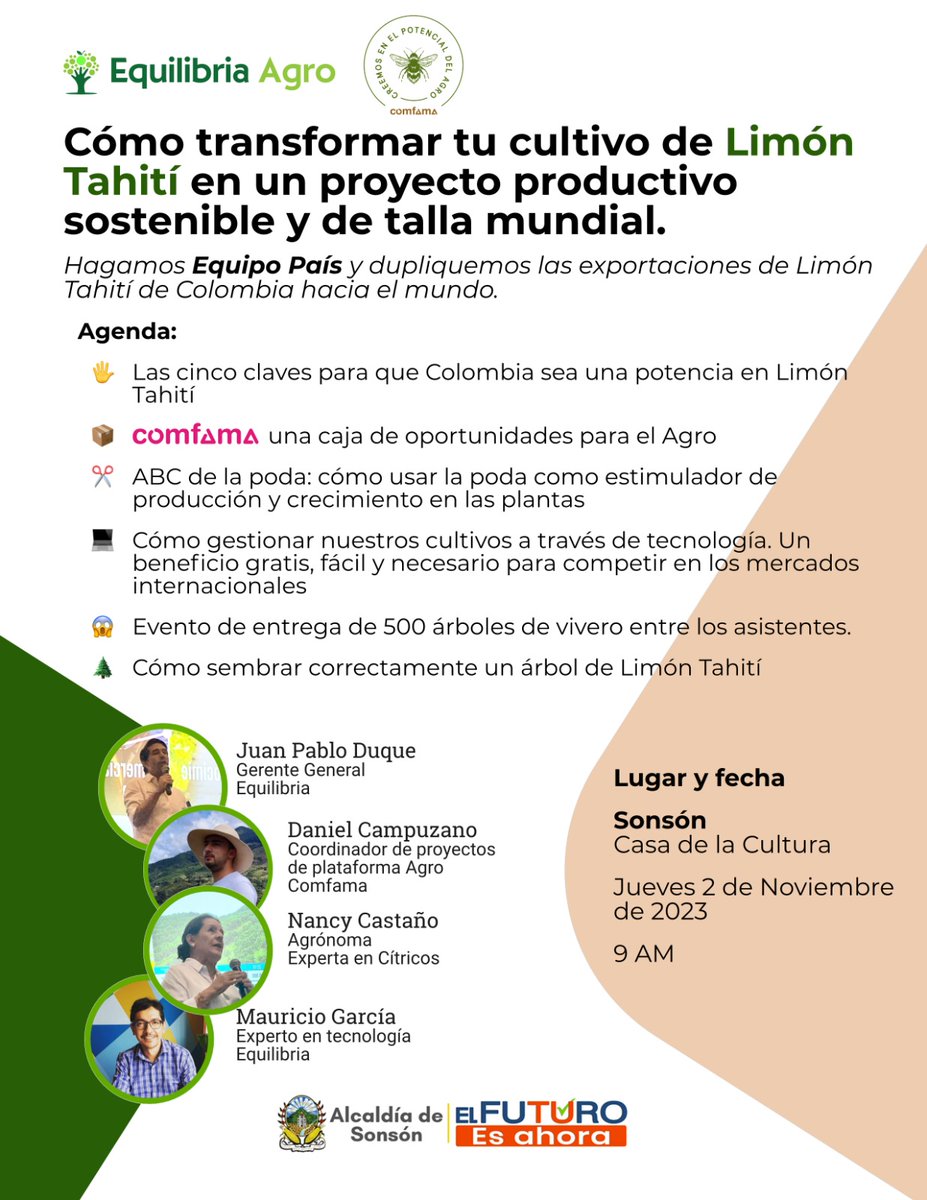 🤝#SonsónAvanza➡️ 🧡💙| Atención productores de limón Tahití🍋🍋esta información puede ser de su interés.