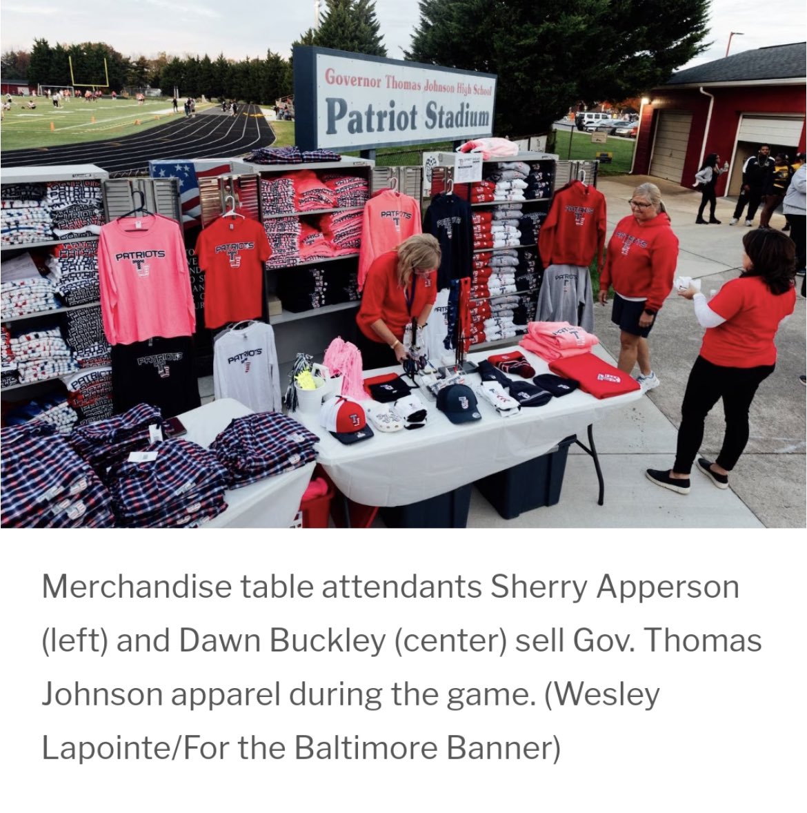 DawnBuckley (@dawnbuc56945901) on Twitter photo Spirit wear? Of course we have it on hand!! What other school offers so many choices?! Check out this photo clip in the Baltimore Banner! <a href="/GTJHSAthletics/">TJ Patriot Athletics</a> @PatNationPrinc <a href="/frednewspost/">Frederick News-Post</a> <a href="/tjpatriots_gff/">GTJHS Girls Flag Football</a> <a href="/FCPSAthletics/">Kevin Kendro, CMAA</a> Spirit wear? Of course we have it on hand!! What other school offers so many choices?! Check out this photo clip in the Baltimore Banner! <a href="/GTJHSAthletics/">TJ Patriot Athletics</a> @PatNationPrinc <a href="/frednewspost/">Frederick News-Post</a> <a href="/tjpatriots_gff/">GTJHS Girls Flag Football</a> <a href="/FCPSAthletics/">Kevin Kendro, CMAA</a>