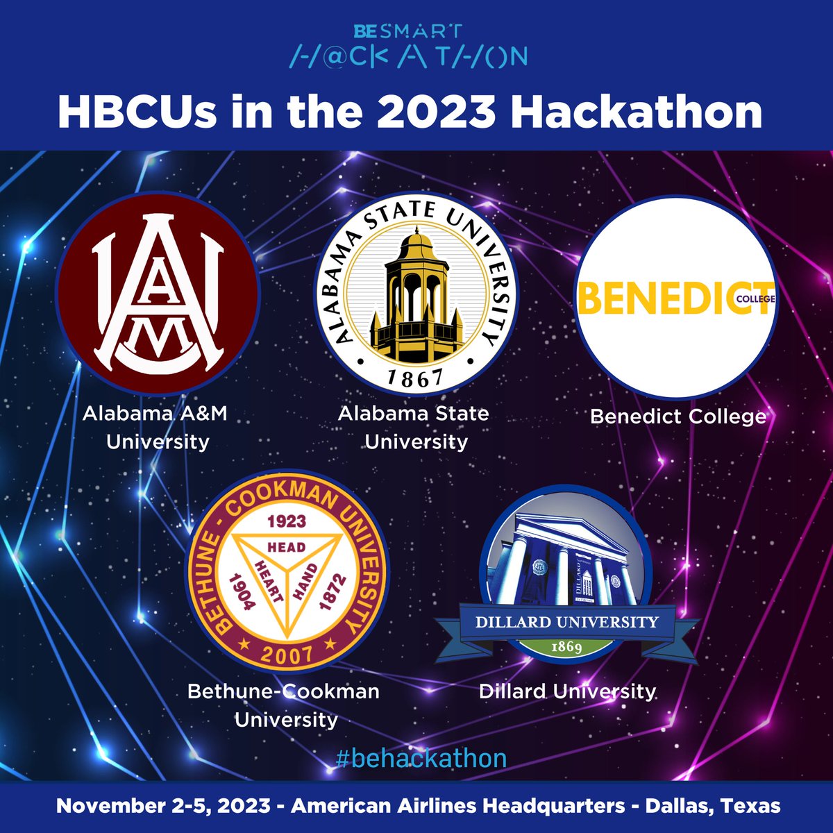blackenterprise's tweet photo. Exciting news! @blackenterprise and @americanair are hosting the largest gathering of HBCU students ever, ready to become tech industry leaders at the 8th Annual BE Smart Hackathon. Stay tuned for innovation, collaboration, and empowerment. #behackathon https://t.co/bb7EK41C5k