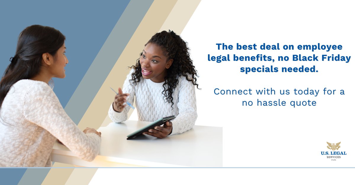 uslegalservices's tweet image. We have the best deal on employee legal benefits. No Black Friday specials needed. #legalplans #legalinsurance #legalbenefits #employeebenefits #benefitplans uslegalservices.net/family-defende…