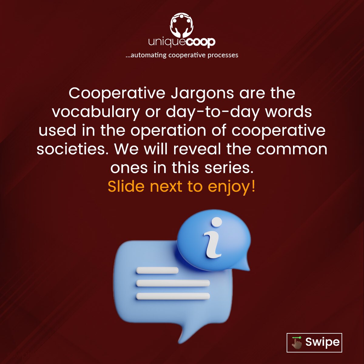 UniquecoopInc's tweet photo. It’s another of our series, and this time, we will be exploring COOPERATIVE JARGONS specifically words peculiar to Cooperative Societies. 

A thread… https://t.co/z07AdZs7V5