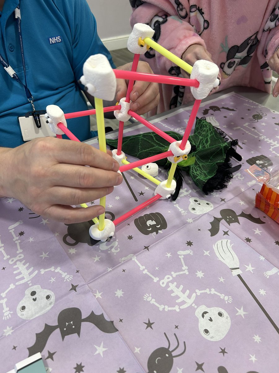 As part of our Halloween festivities, our ladies worked in teams to create the tallest towers of ghost marshmallows! Two very different strategies here, but both teams worked fantastically together!