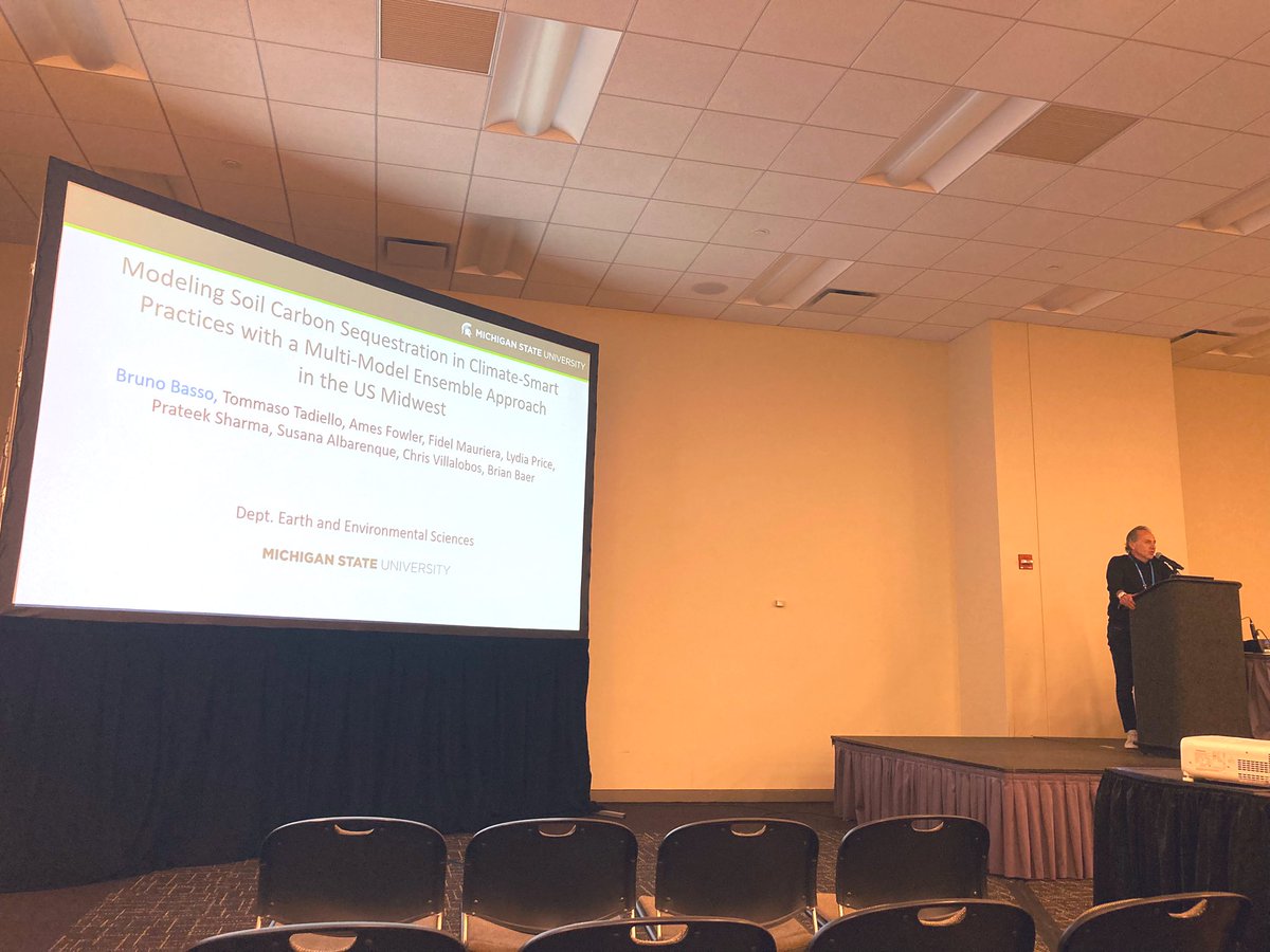 kbsltar's tweet image. @KBSLTER and @kbsltar scientist Bruno Basso @BassoLabMSU presents about the opportunities and challenges with #soilcarbon models. They are highly variable and need to be benchmarked so we can accurately predict how management changes soil C - essential for C markets! #ACSmtg