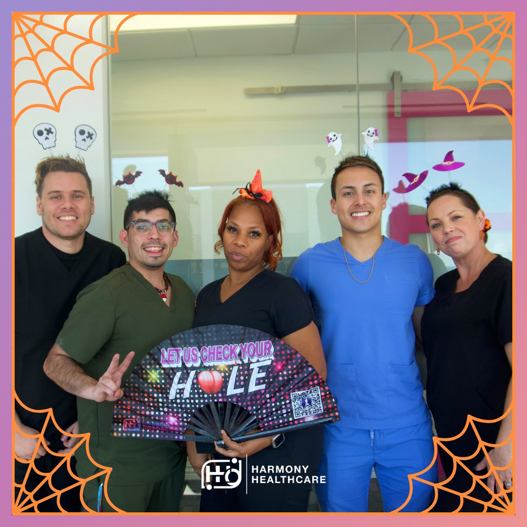 harmony_florida's tweet photo. Happy Hole-O-Ween from Harmony Healthcare 👻  Have fun, stay safe, and let us check your hole 😉 https://t.co/yh2mKGB9P2