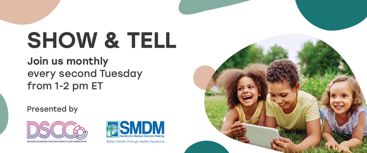 Show & Tell is 14 November at 1:00 PM ET. Register here: us06web.zoom.us/meeting/regist… This is an opportunity to share something that you’re excited about with a group of similarly minded medical decision making researchers. @DSCCollab